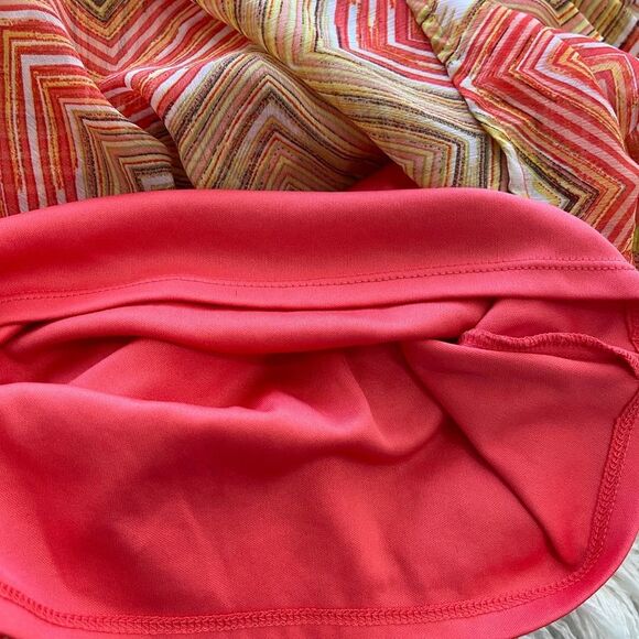 AB Studio Orange Brown White Chevron Dress Size Large - Picture 6 of 8